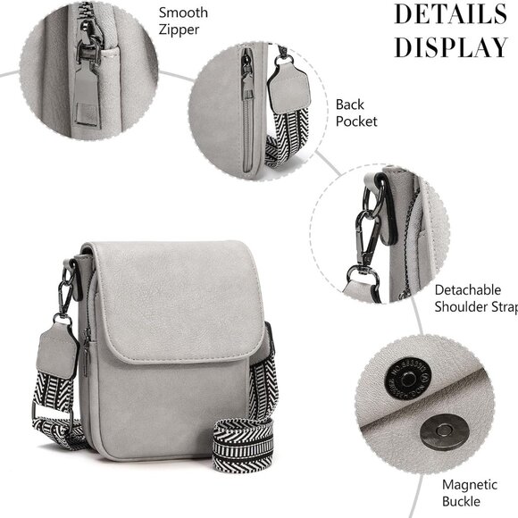 Small Crossbody Bag Women PU Leather Compact Organizer Purse for Travel - Picture 6 of 7